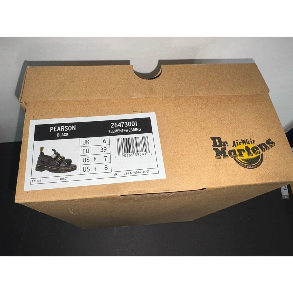 Dr. Doc Martens Pearson Air Wair Strap Sandals Black Buckle Mens US 7 New W Box